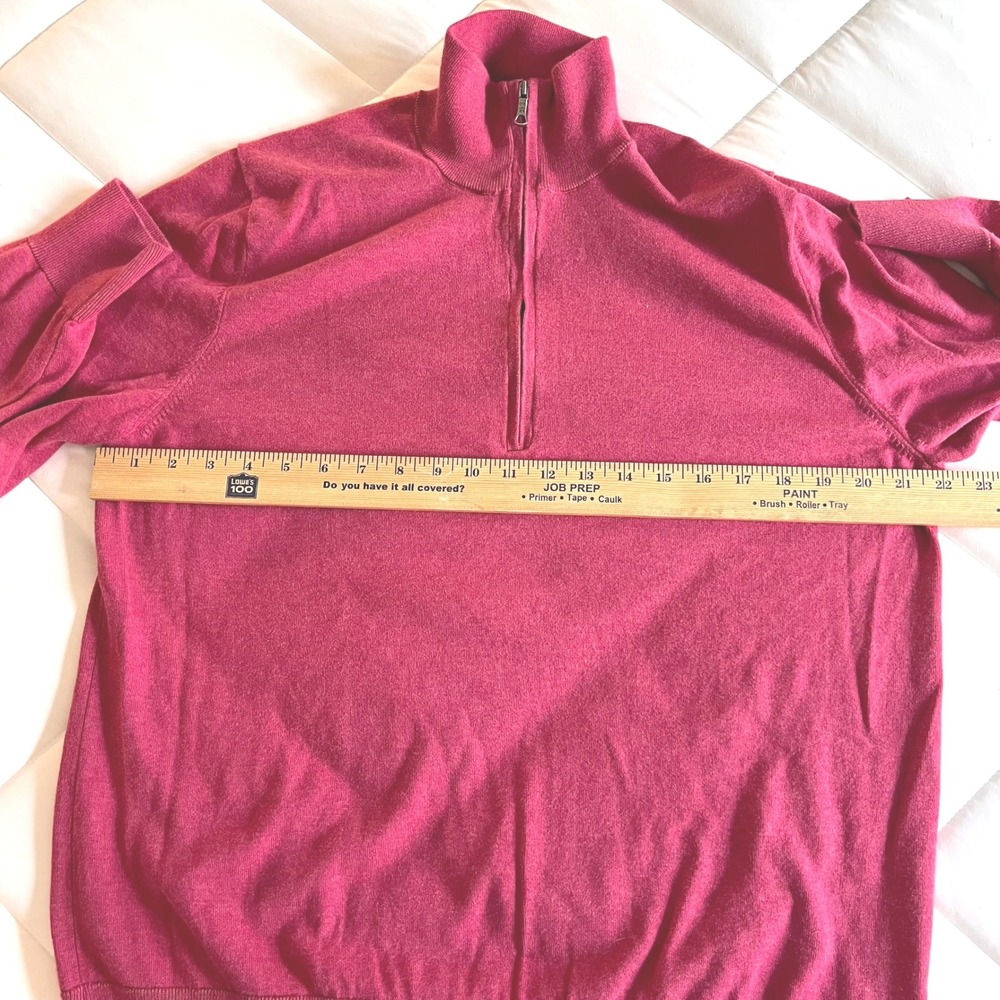 Brooks Brothers Mens Red 100% Supima Cotton Quarter Zip Preppy Sweater‎ Large L - Picture 4 of 7